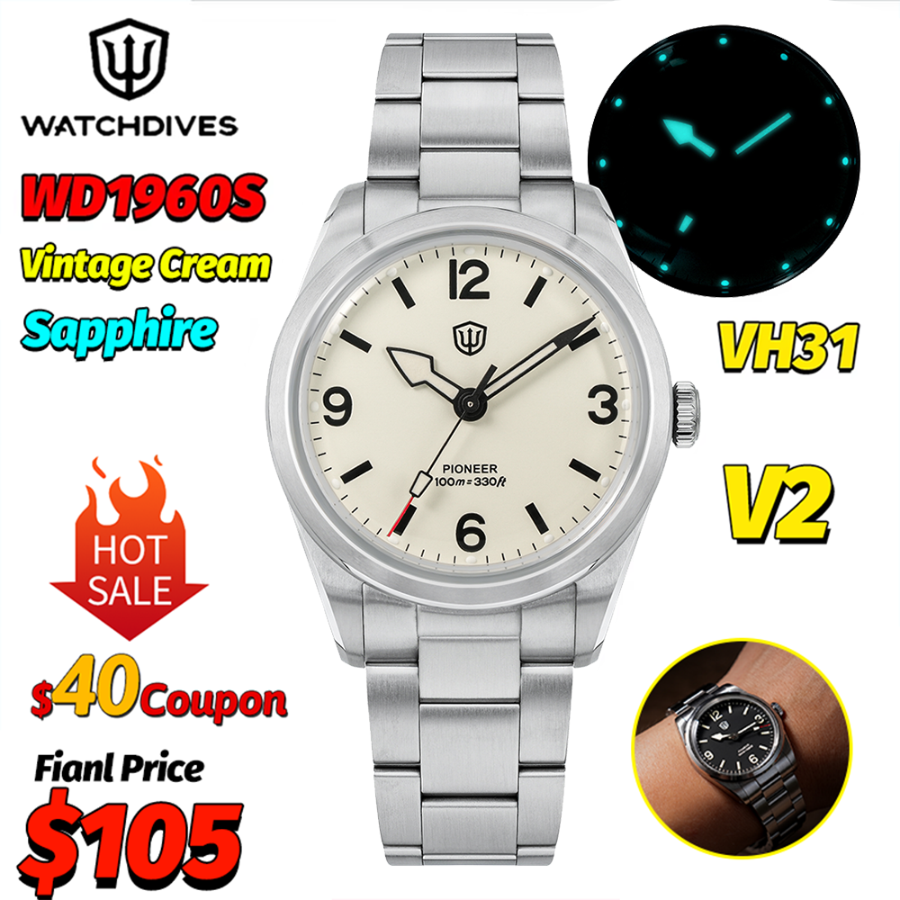 Smartwatch Luxury Watches For Men - Watchdives WD1960S V2 Vintage Cream 36Mm