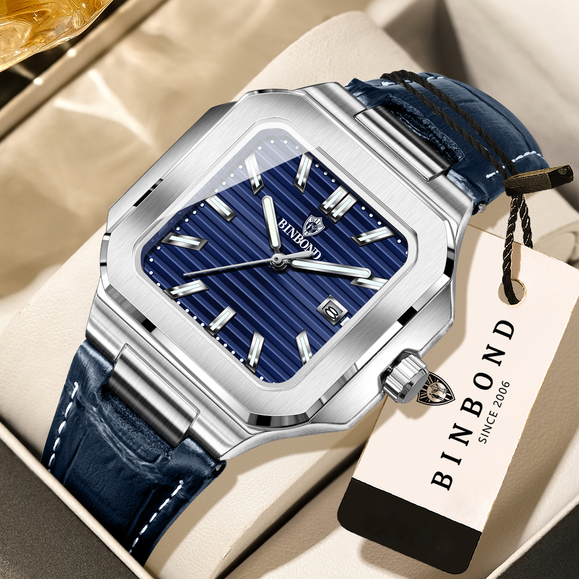 BINBOND  square quartz wristwa - огляд і ціна Smartwatch Luxury Watches For Men