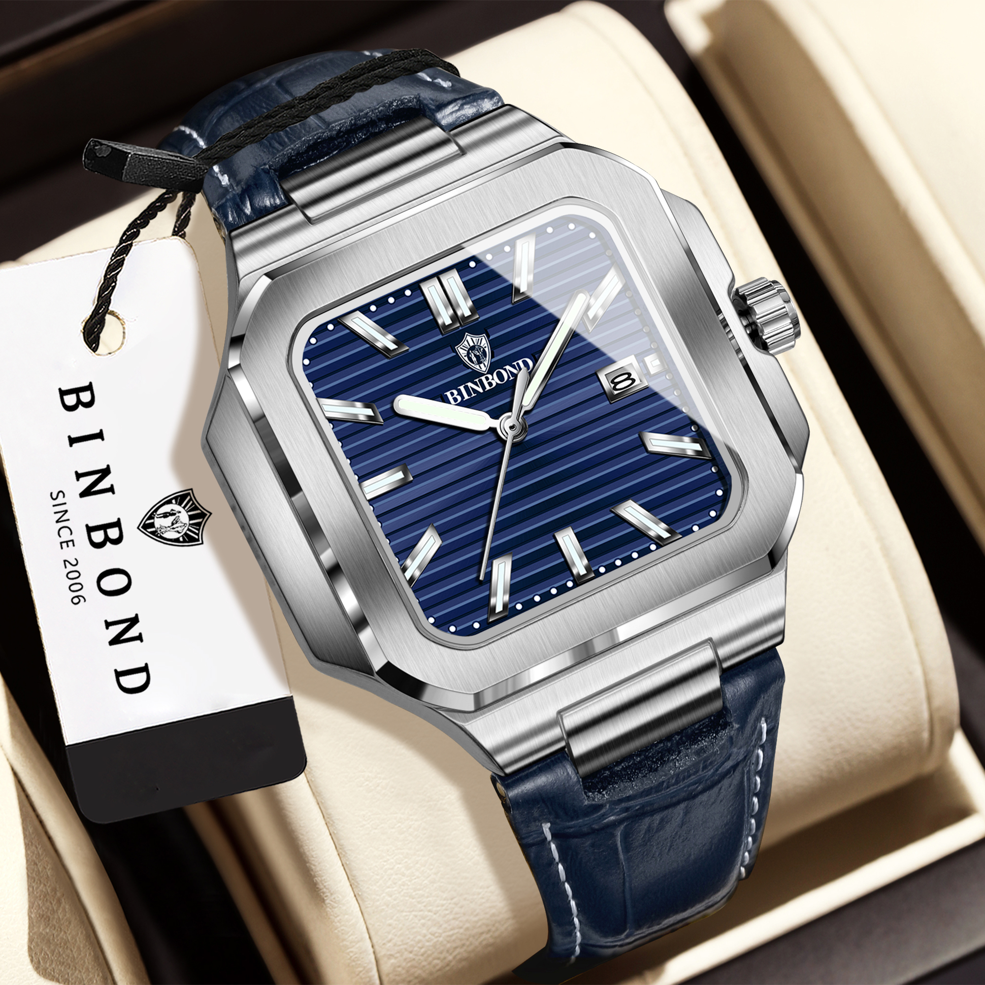 BINBOND  square quartz wristwa - огляд і ціна Smartwatch Luxury Watches For Men