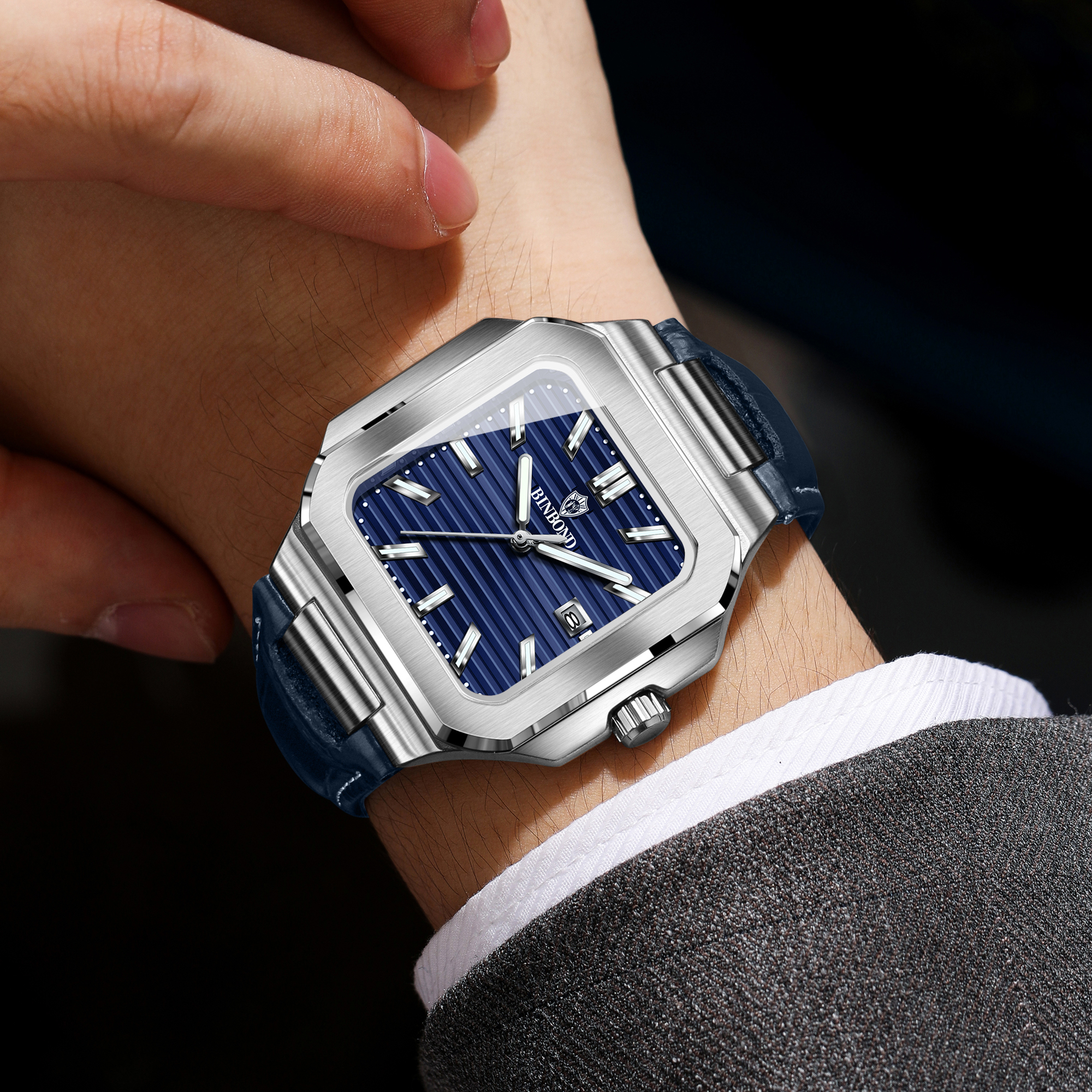 BINBOND  square quartz wristwa - огляд і ціна Smartwatch Luxury Watches For Men